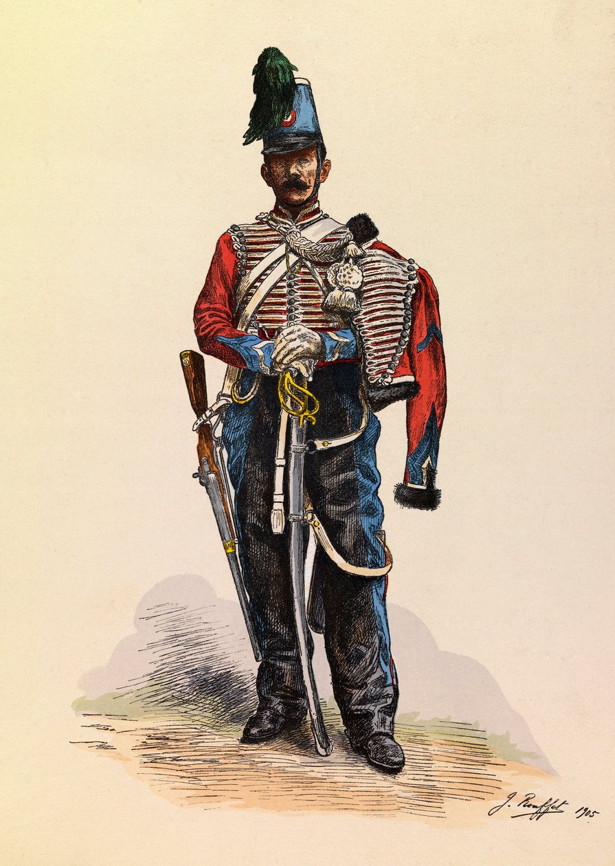 Portrét brigádního husarda od Julese Rouffeta (1862-1931) kolem roku 1845, soukromá sbírka od Jules Rouffet