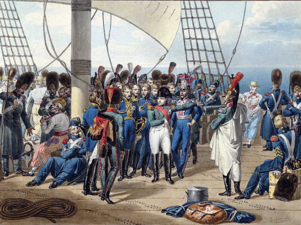 Napoleon se vrací z ostrova Elba - Vernet, Jules (1792-1843) - 1815 - Akvarel na papíře - 26,2x34,7 - Soukromá sbírka od Jules Vernet