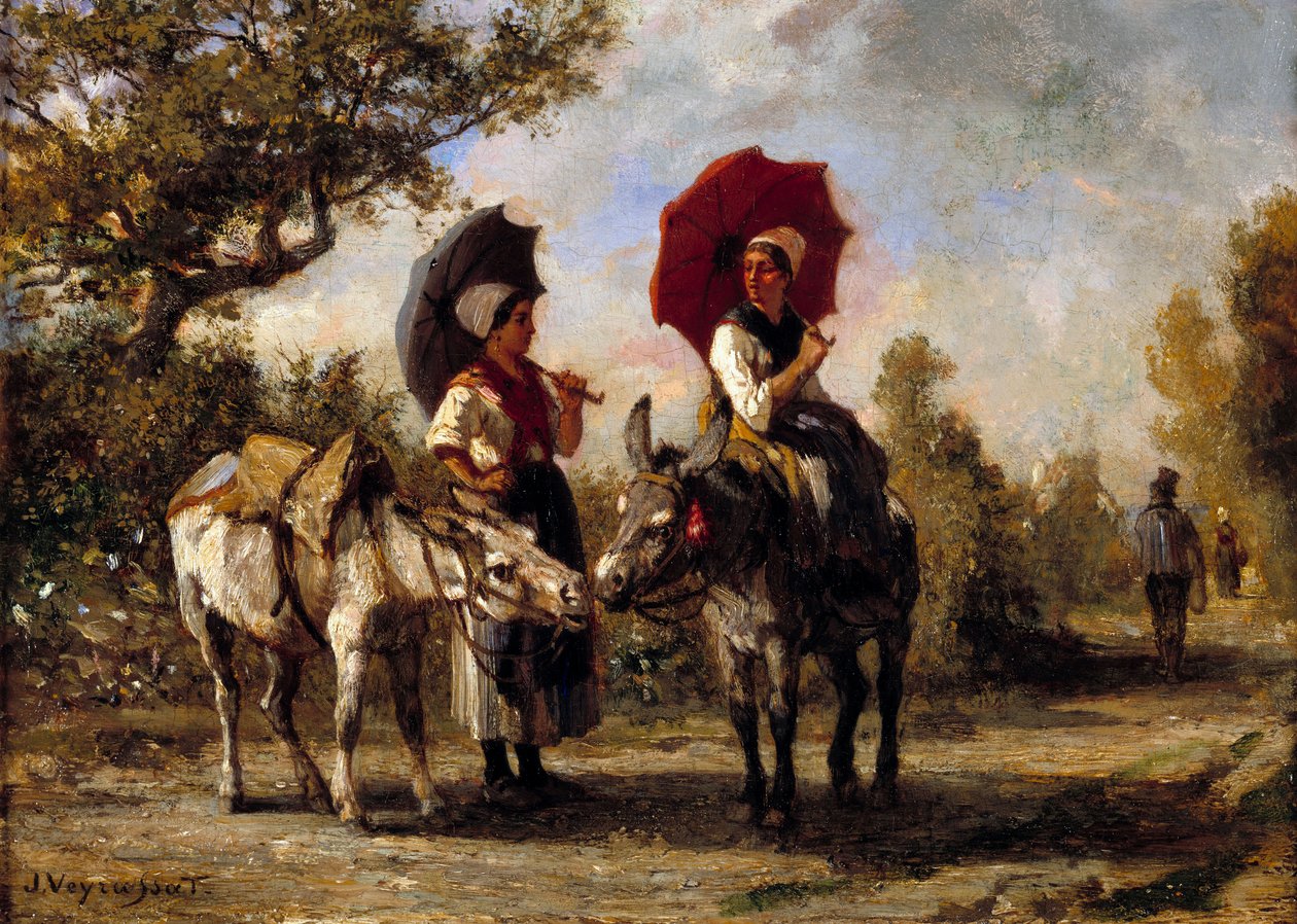 La promenade a osel Obraz Julese Veyrassata (1828-1893) 19. století Soukromá sbírka od Jules Veyrassat