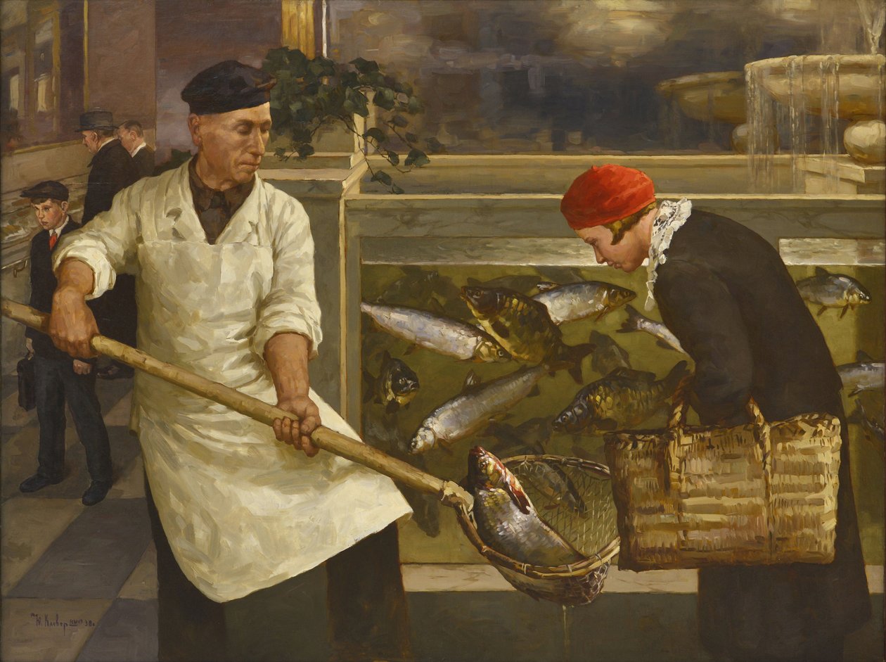 V obchodě s rybami par Klever, Julie Julievich, mladší (1882-1942). Olej na plátně, rozměr: 130x176 od Juli Julievich the Younger Klever
