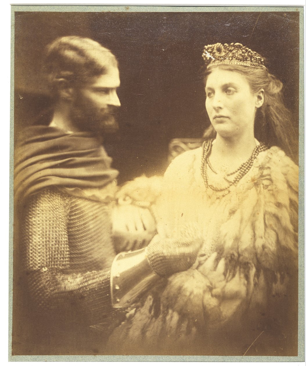 Lancelot a Guinevere, kolem roku 1873 (stříbrný želatinový tisk) od Julia Margaret Cameron