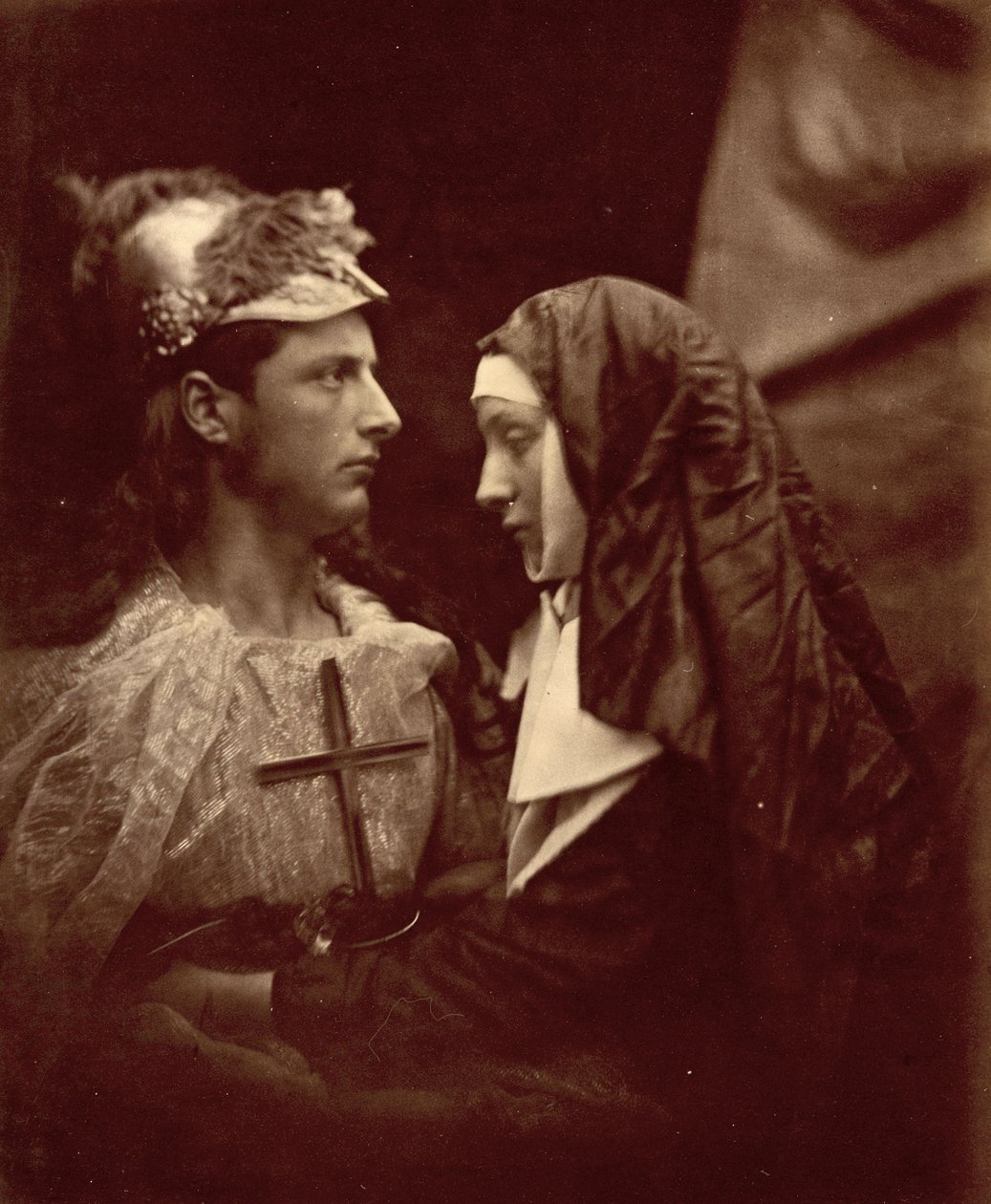 Sir Galahad a bledá jeptiška, 1879 od Julia Margaret Cameron
