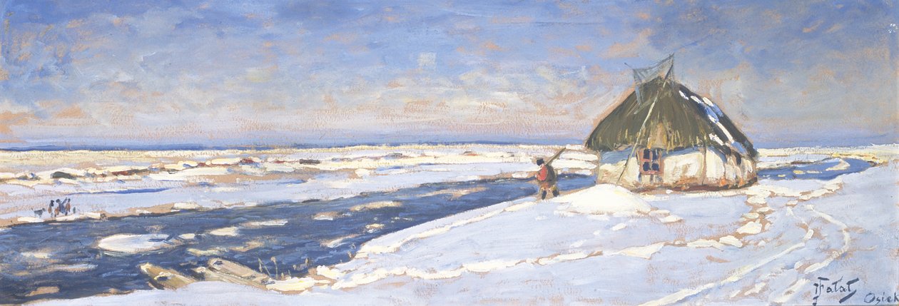 Zima v Osieku, asi 1920 od Julian Falat