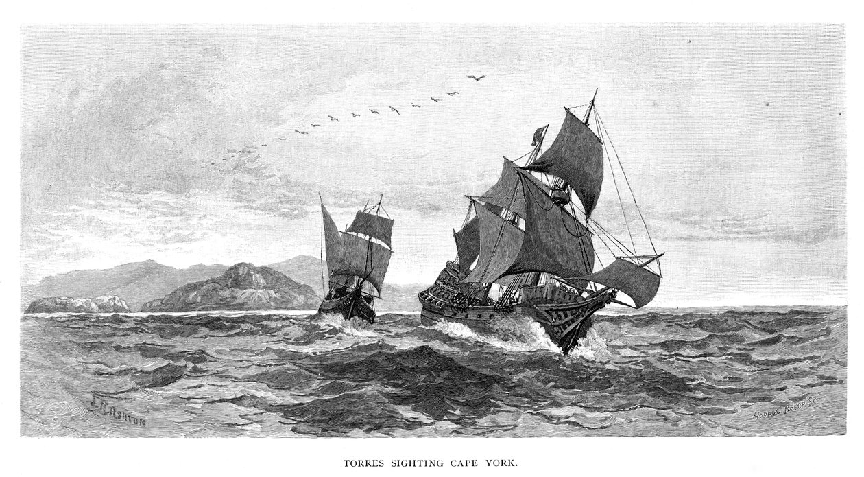 Torres pozoruje Cape York, 1606, 1886 od Julian Ashton