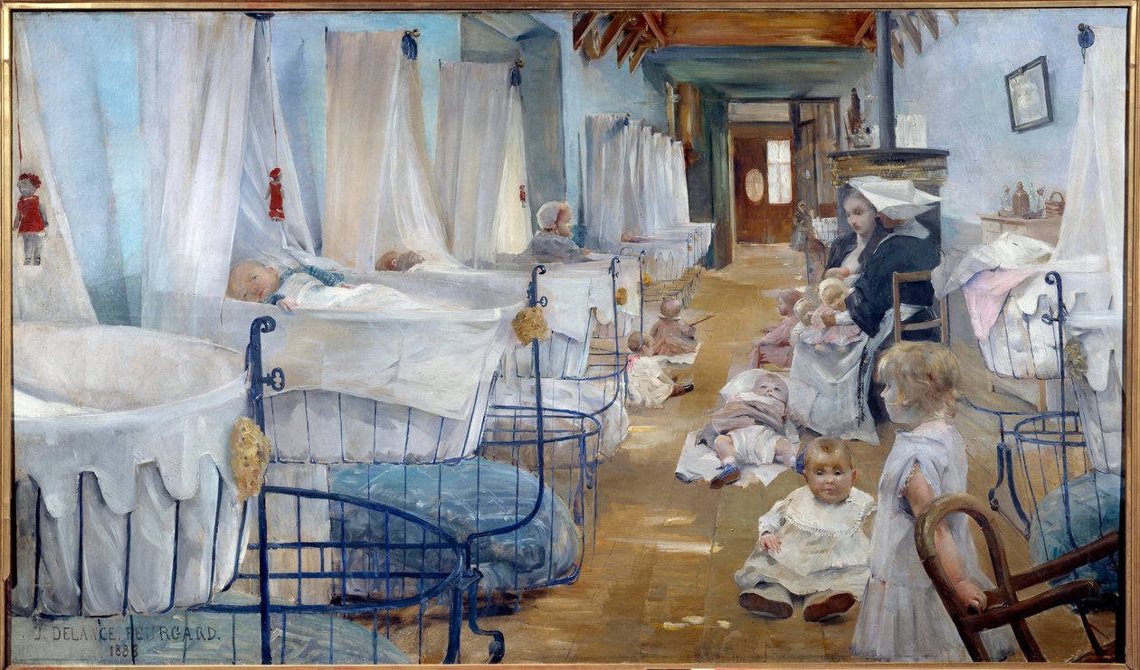 Les crceaux, školka veřejné pomoci Obraz Julie Delance Feurgardové (1859-1892) 1888 Brest, Muzeum výtvarných umění - The Cradles, pečovatelský dům, veřejná pomoc. Obraz Julie Delance Feurgardové (1859-1892) od Julie Delance Feurgard