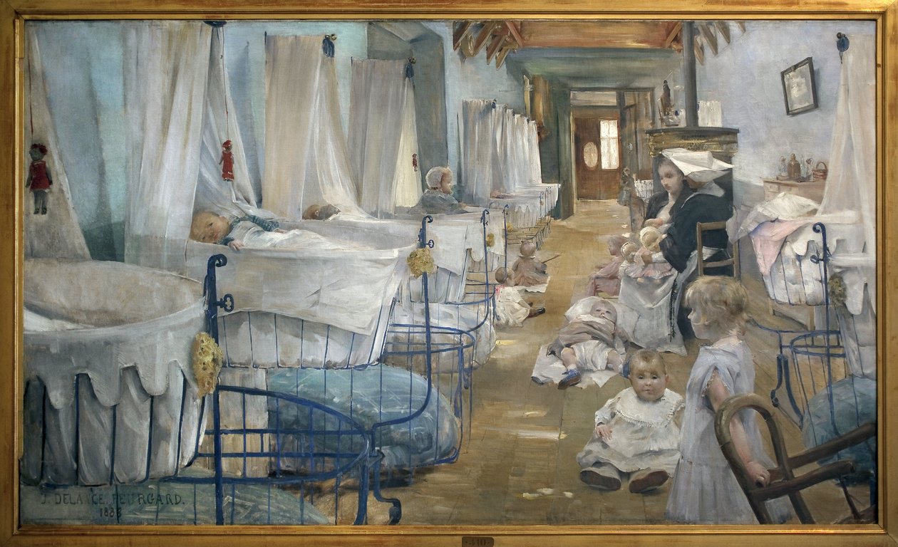 Jesličky. Obraz Julie Delance Feurgardové (1859-1892). Olej na plátně od Julie Delance Feurgard