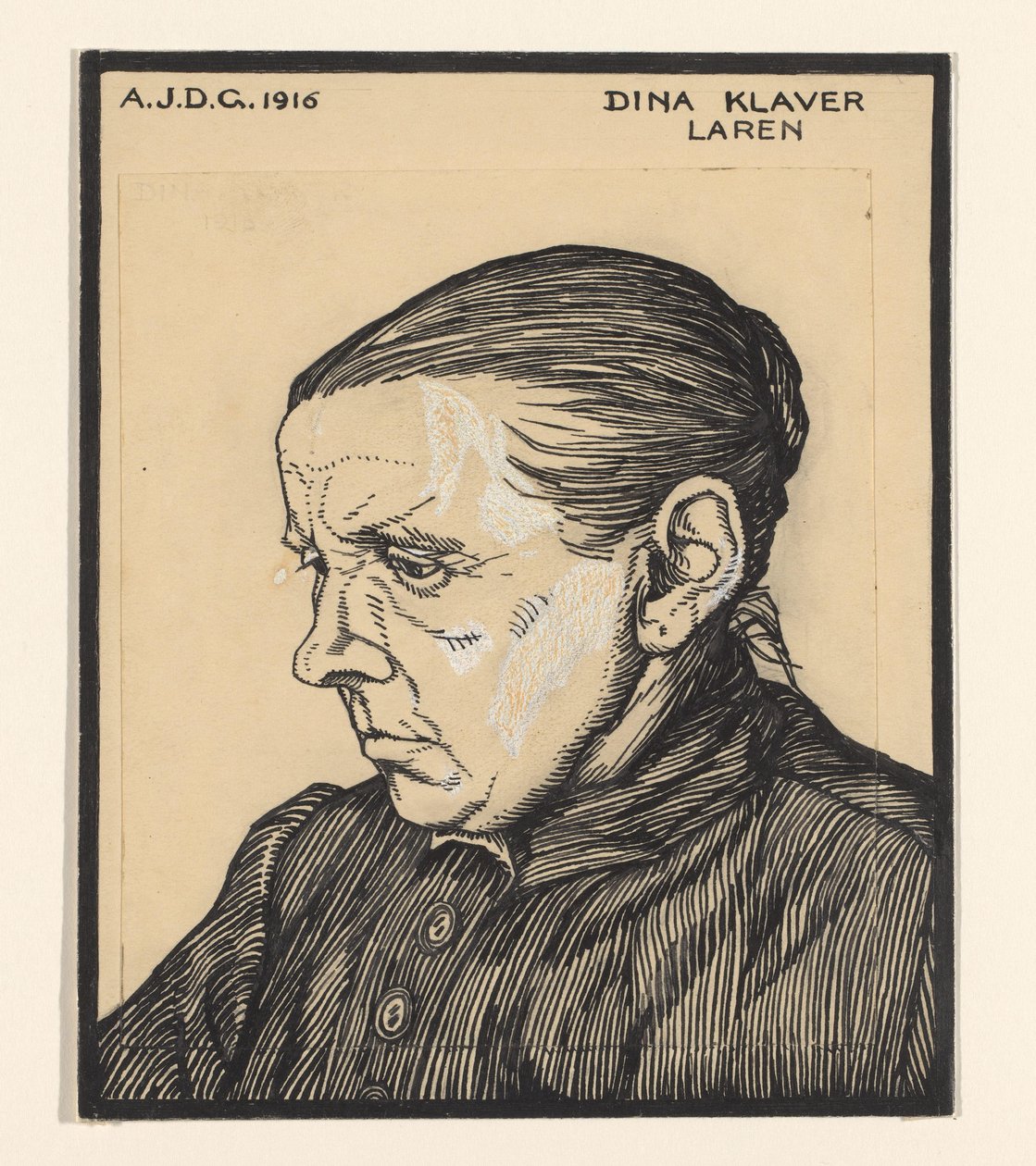 Portrét Diny Klaverové Dina Klaver Laren (titul na objektu) od Julie de Graag (signed by artist)