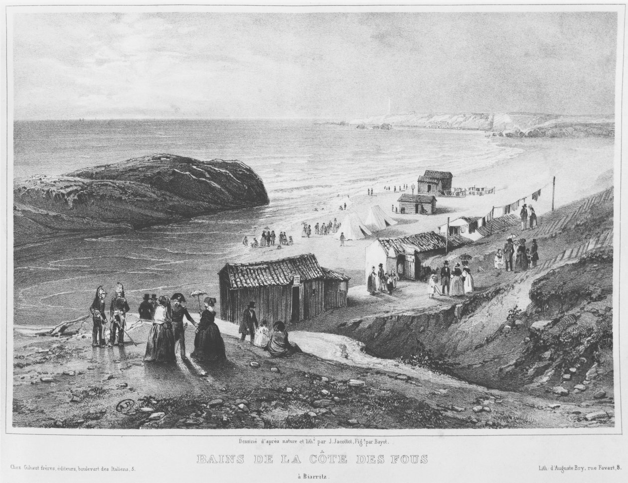 Lázně Cote des Fous v Biarritz, 1840-60 od Jean Jacottet