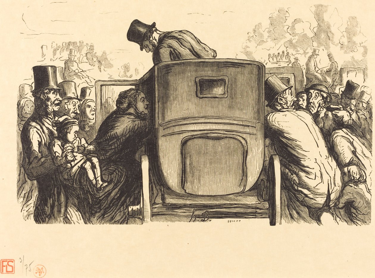 Univerzální výstava: Cizinec najde všechna žádoucí zařízení... od Julien Antoine Peulot after Honoré Daumier