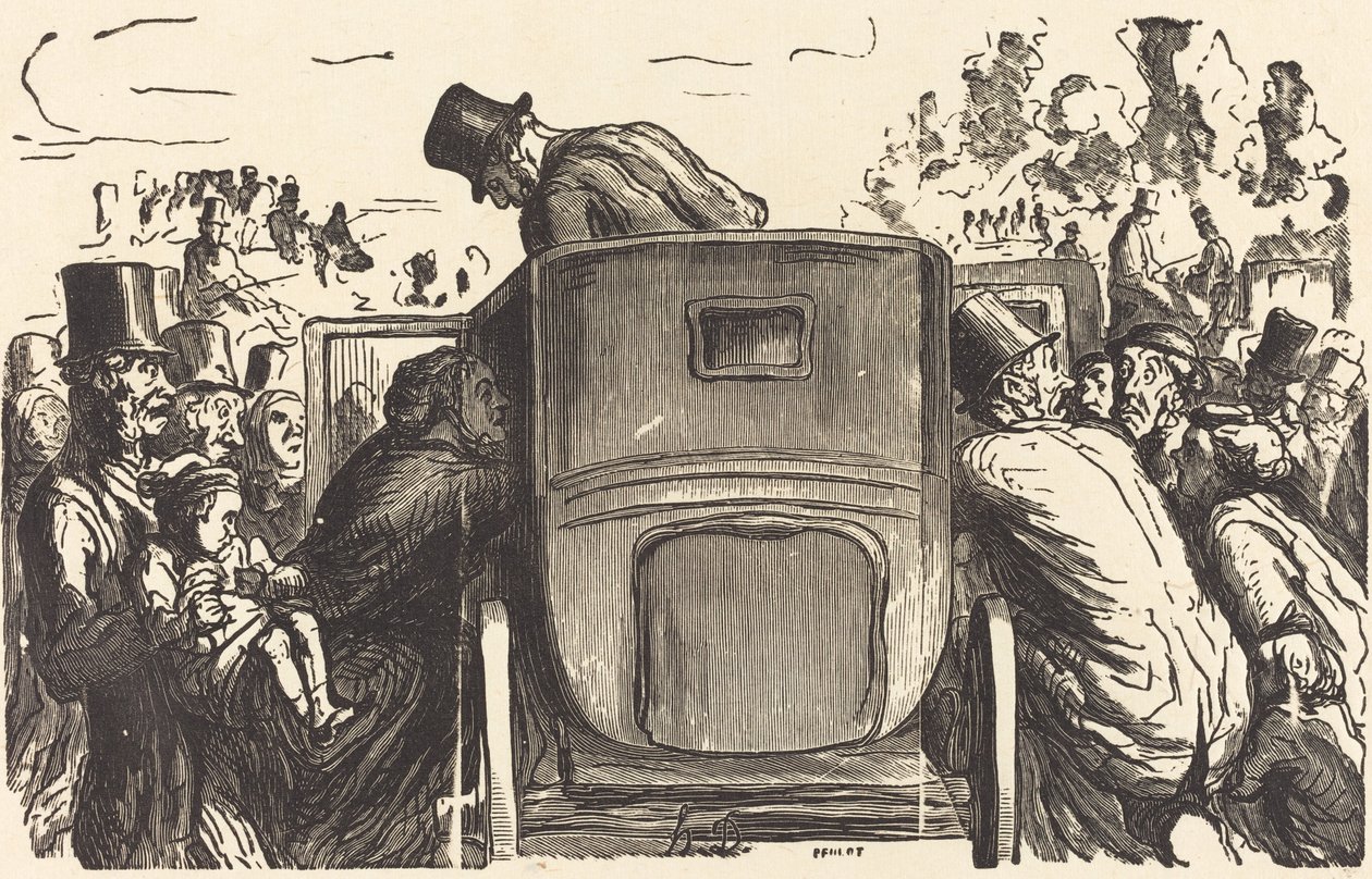 Univerzální výstava: Cizinec najde všechna žádoucí zařízení... od Julien Antoine Peulot after Honoré Daumier
