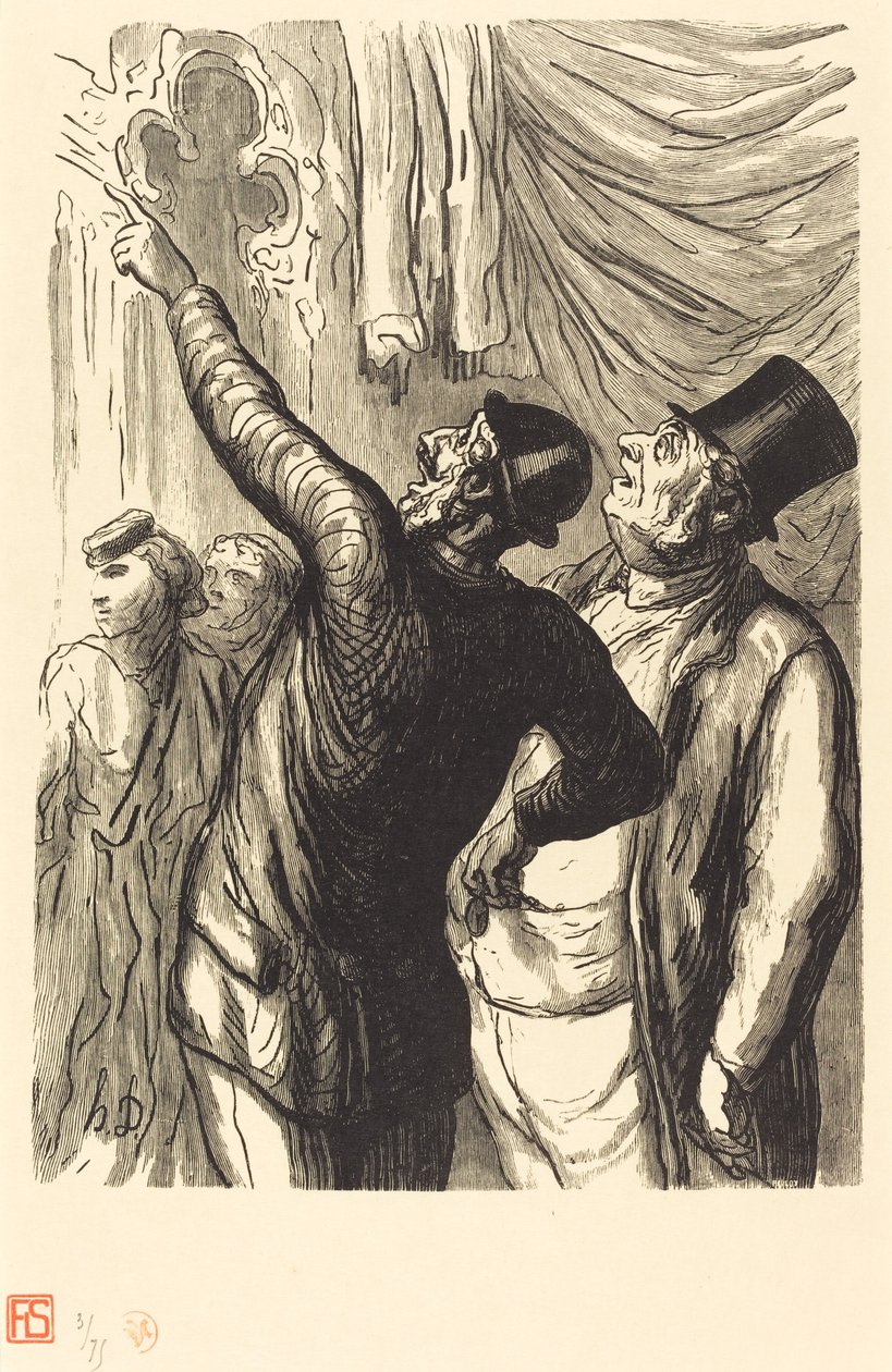 Univerzální výstava: Skutečný cicerone od Julien Antoine Peulot after Honoré Daumier
