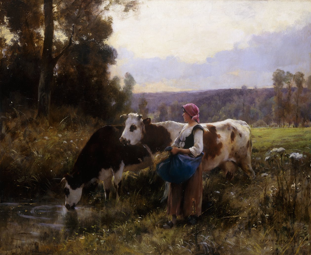 Krávy u napajedla od Julien Dupre