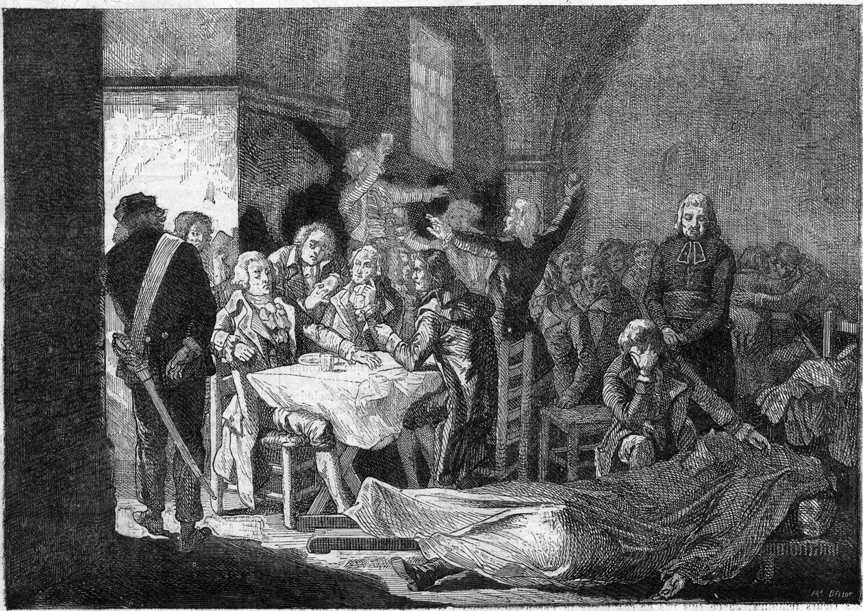 Francouzská revoluce: poslední hostina Girondinů, 30.-31 od Julien Leopold (after) Boilly