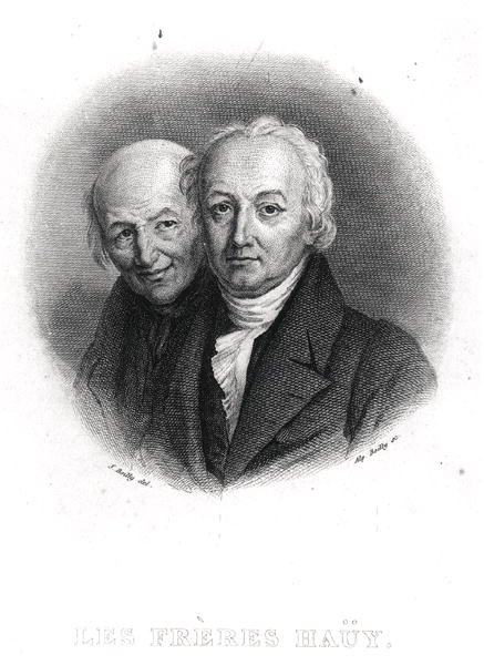 Bratři Hauyové: Rene-Just (1743-1822) a Valentin Hauy (1745-1822) rytina Alphonse Boillyho (1801-67) (rytina) (č/b foto) od Julien Leopold (after) Boilly