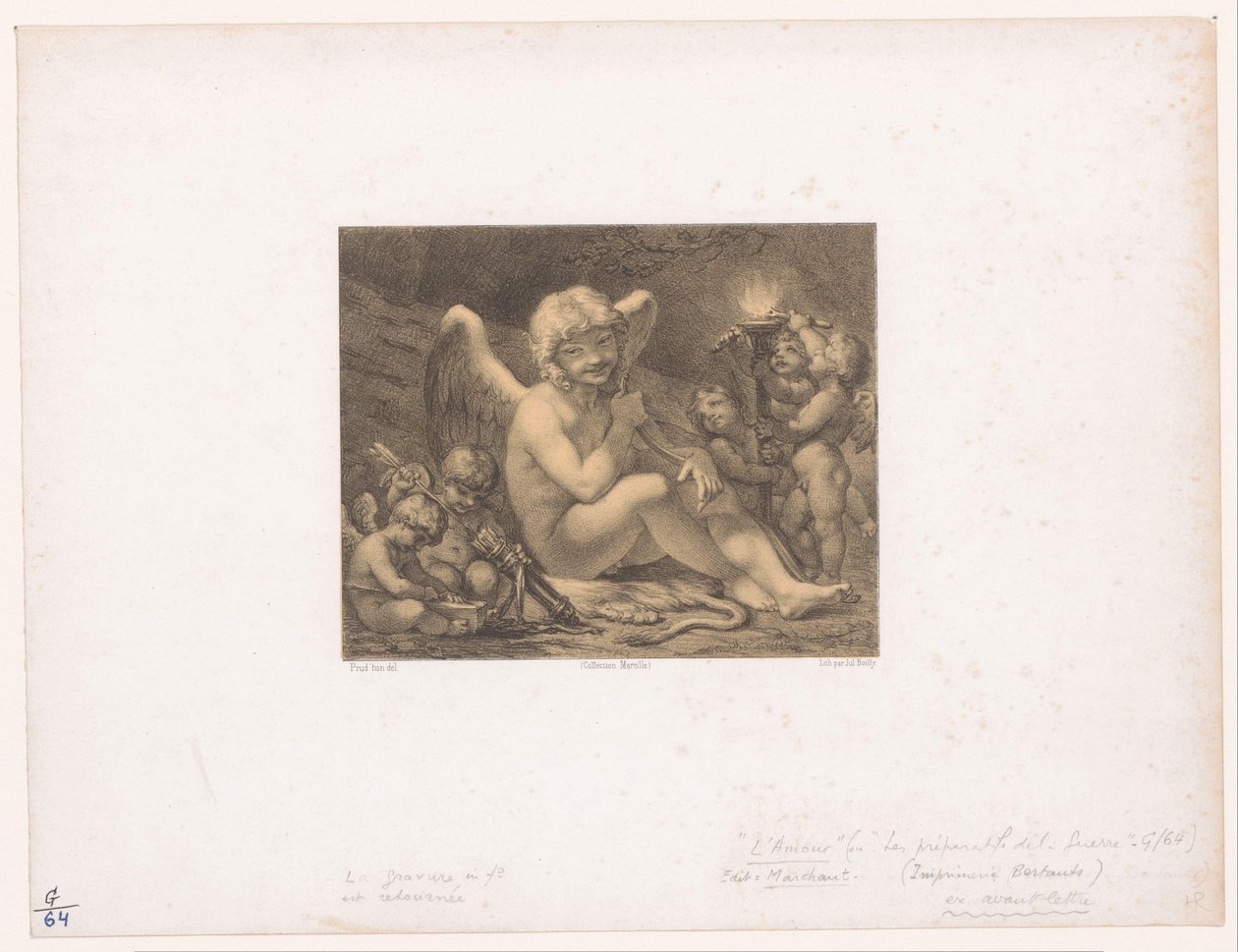 Amor a putti brousí své šípy Les Preparatifs de la guerre od Julien Leopold Boilly