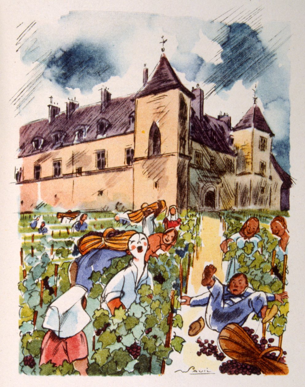 Francouzská vinice. 1944. Ilustrace Julien Pavil od Julien Pavil
