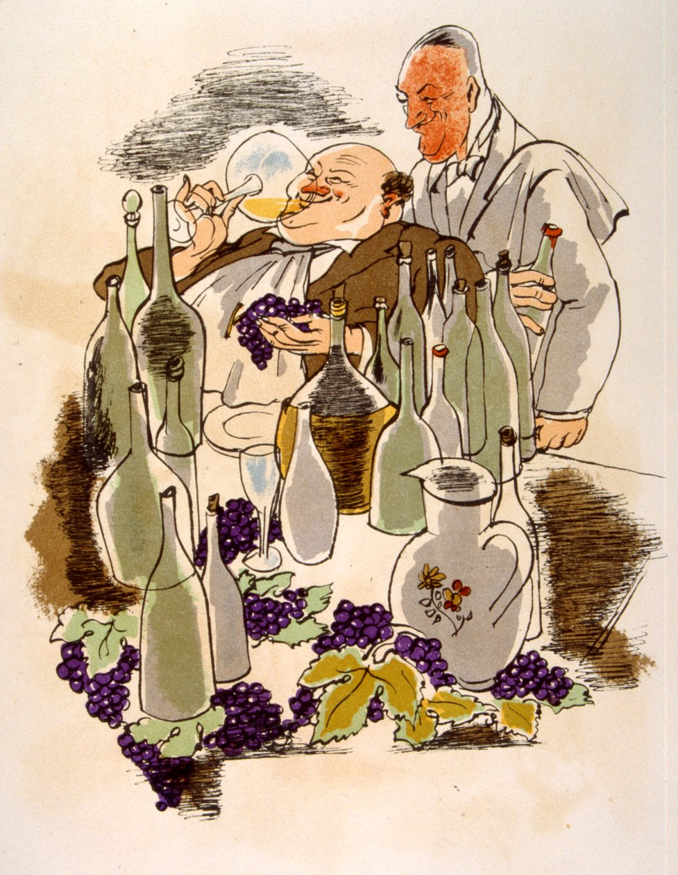 Humorné víno ilustrace 1946.Ilustration by Julien Pavil od Julien Pavil