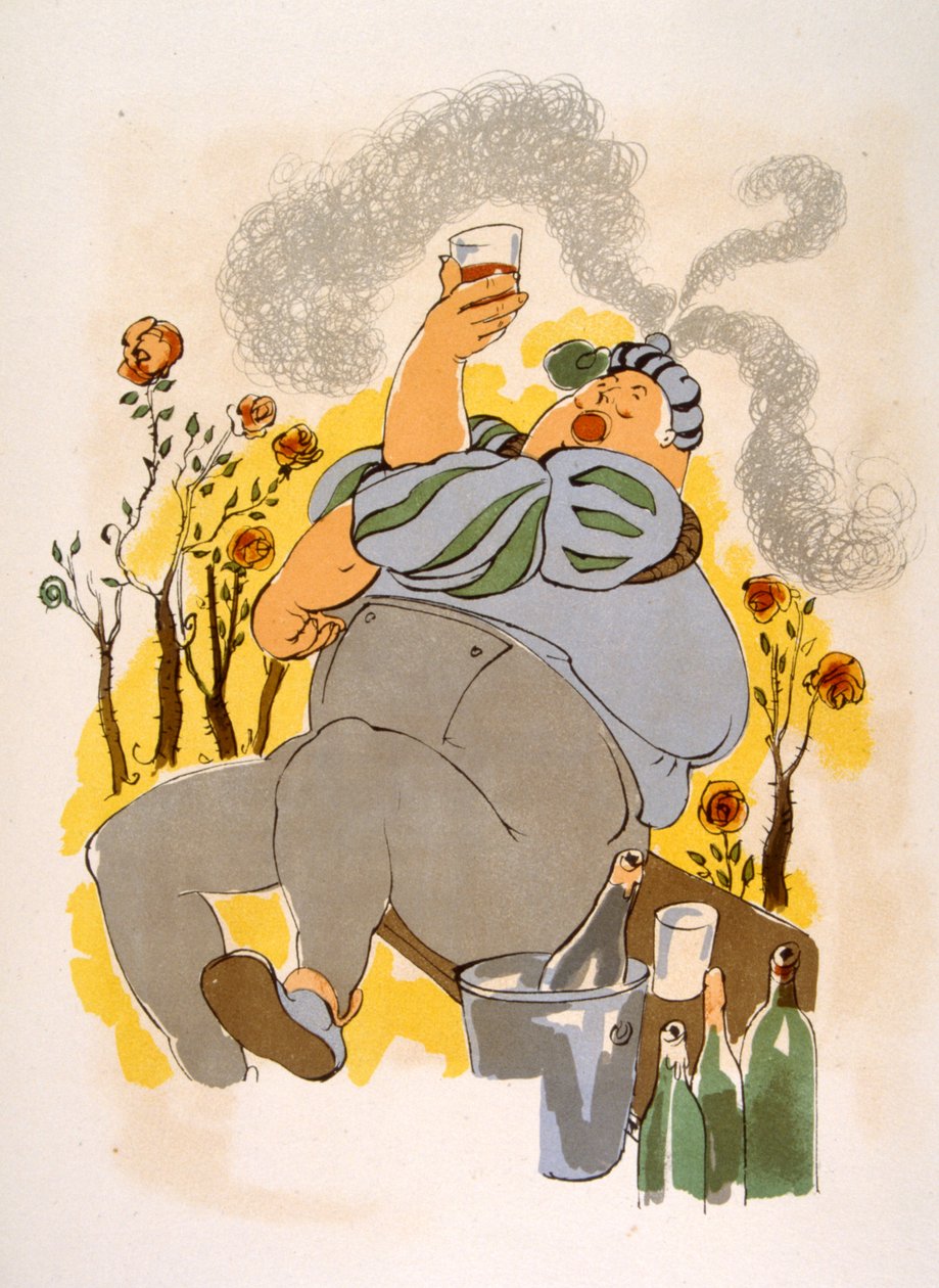 Humorné víno ilustrace 1946.Ilustration by Julien Pavil od Julien Pavil