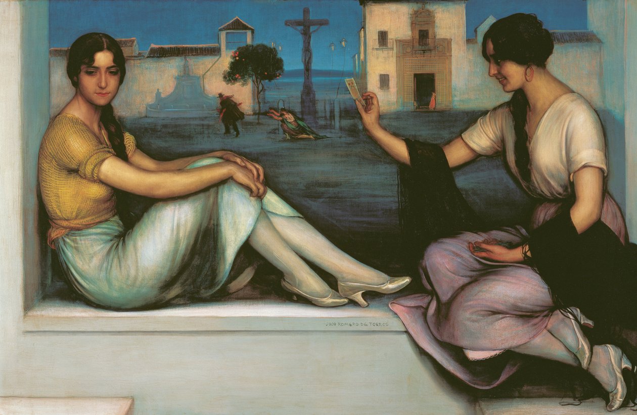 Věštění - Romero de Torres, Julio (1874-1930) - 1922 - Olej na plátně - 106x163 - Museo Carmen Thyssen, Malaga od Julio Romero de Torres