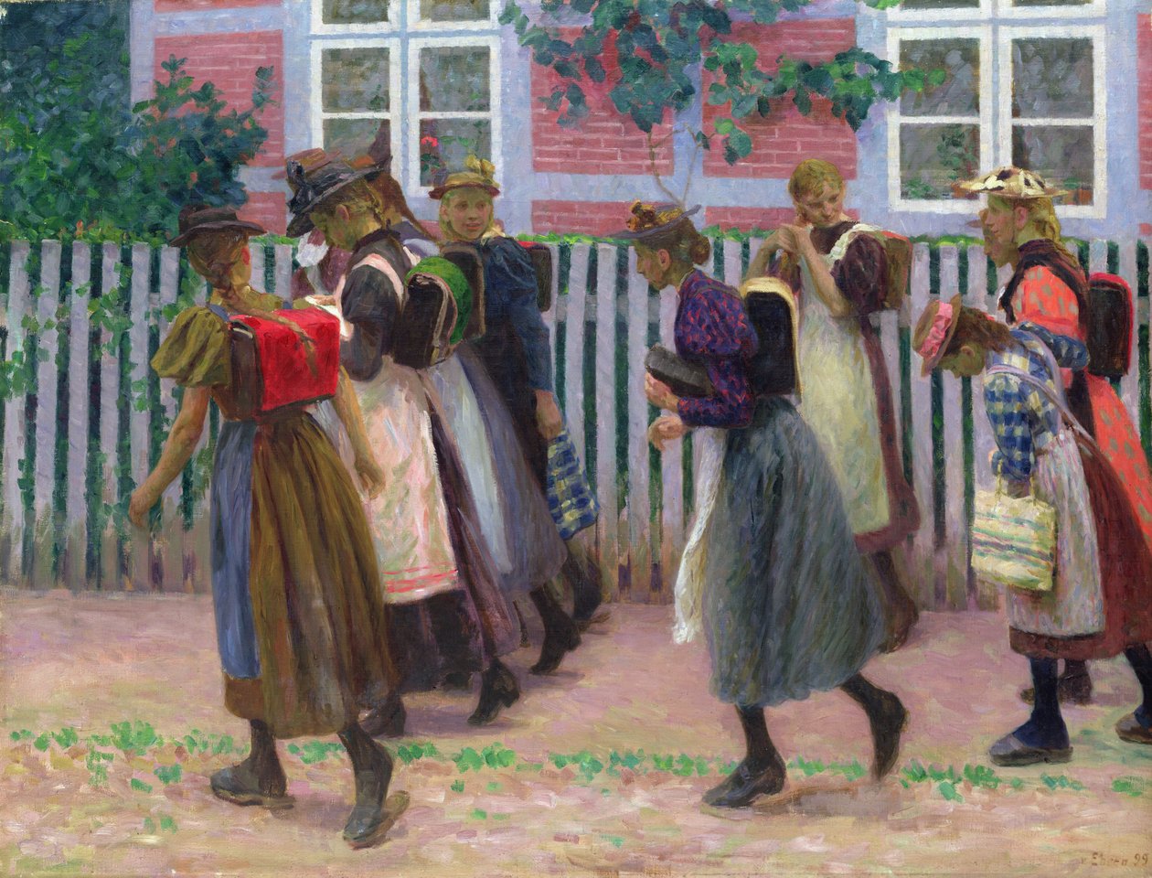 Dívky na cestě do školy, 1899 od Julius August Friedrich Theodor von Ehren