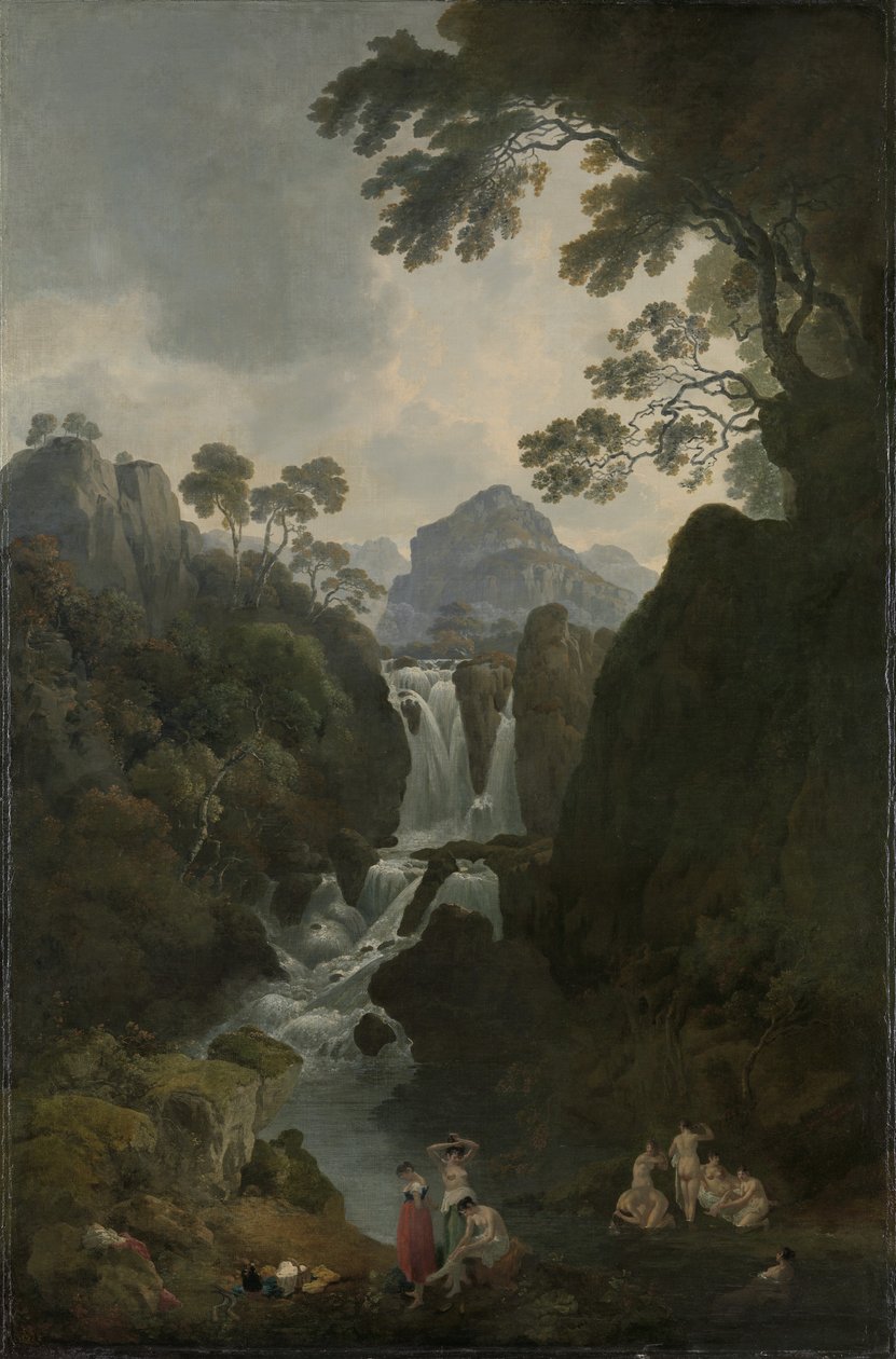 Vodopád s koupajícími se, kolem 1800-17 od Julius Caesar Ibbetson