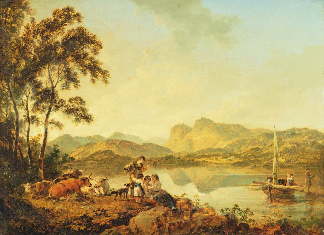 Langdale Pikes z Lowoodu, kolem 1800-06 od Julius Caesar Ibbetson
