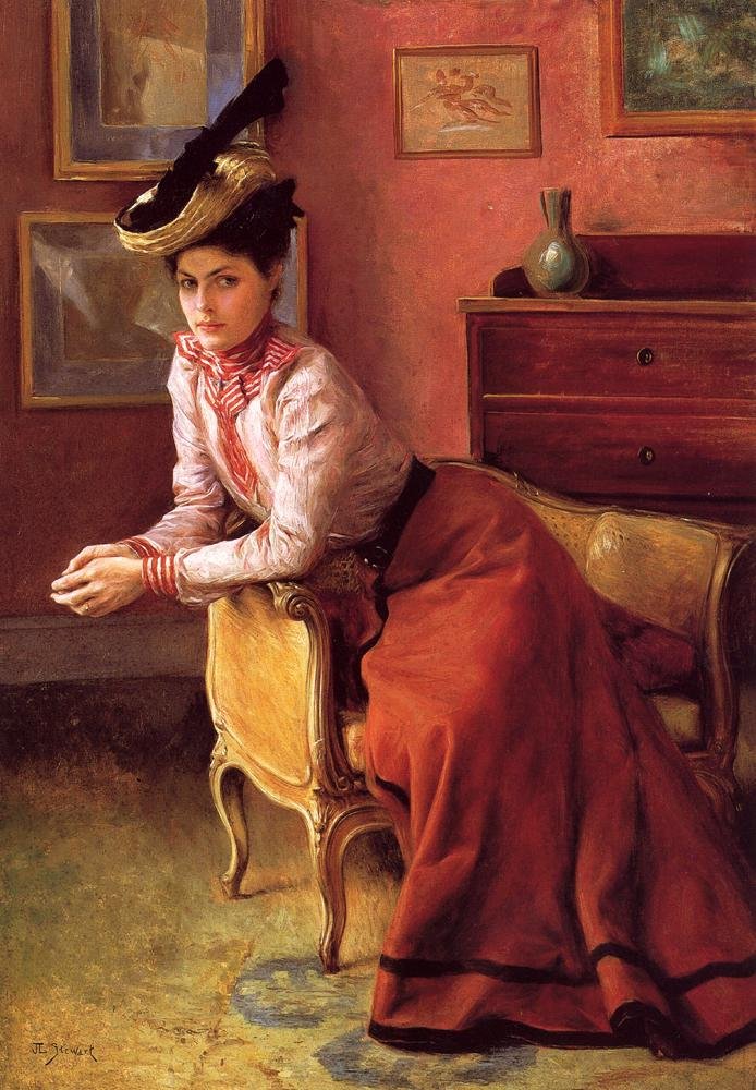 Pohovka Elegante nebo Žena v interiéru od Julius Leblanc Stewart