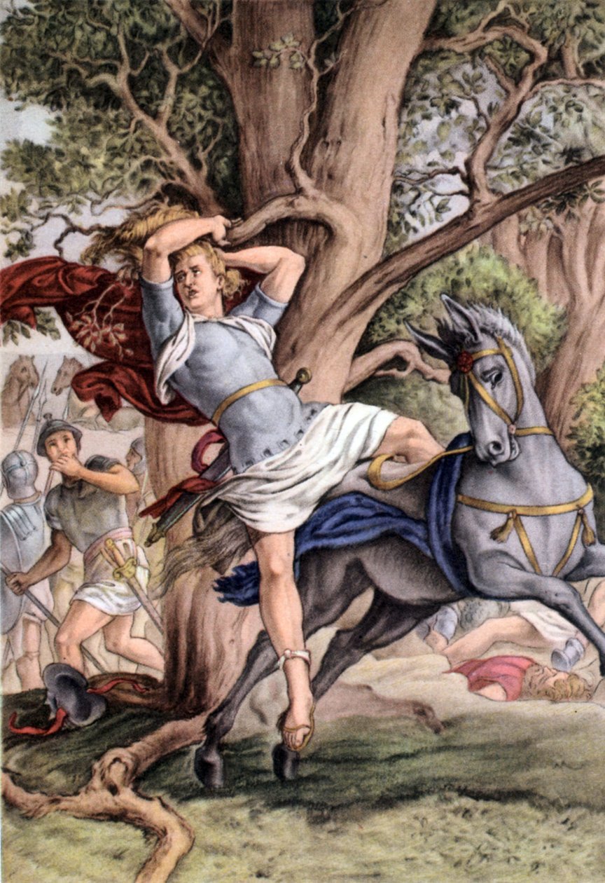 Smrt Absolona, c. 50. léta (pohlednice) od Julius (after) Schnorr von Carolsfeld