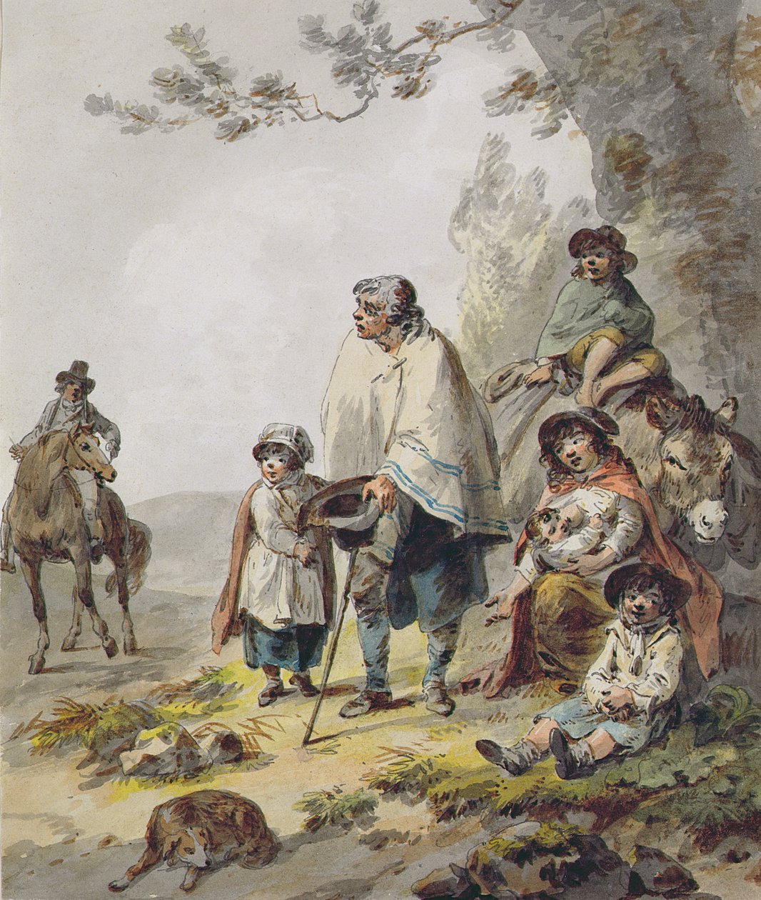 Cikánská rodina (pero a tuš s akvarelem na papíře) od Julius Caesar Ibbetson