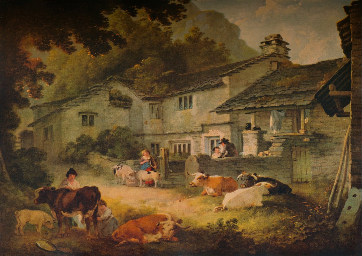 Krajina chaty s dobytkem, v Ambleside, 1803 od Julius Caesar Ibbetson