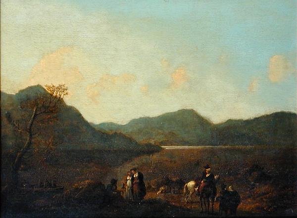 Martindale Ferry, Ullswater (olej na plátně) od Julius Caesar Ibbetson