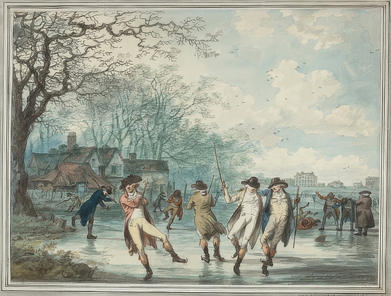 Bruslaři na Serpentine v Hyde Parku. 1786 od Julius Caesar Ibbetson