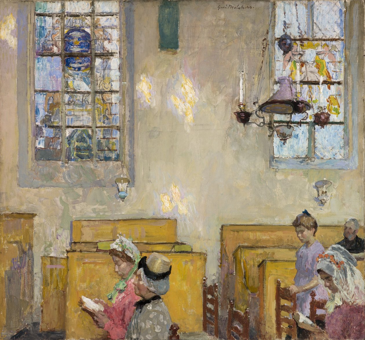 Nešpory, asi 1910 (olej na plátně) od Julius Gari Melchers