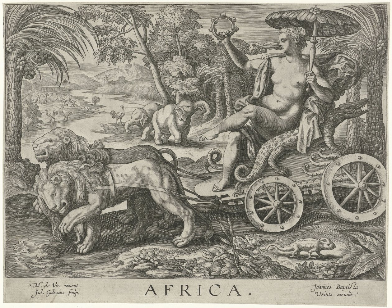 Afrika Afrika (název na předmětu) Čtyři kontinenty (název série) od Julius Goltzius