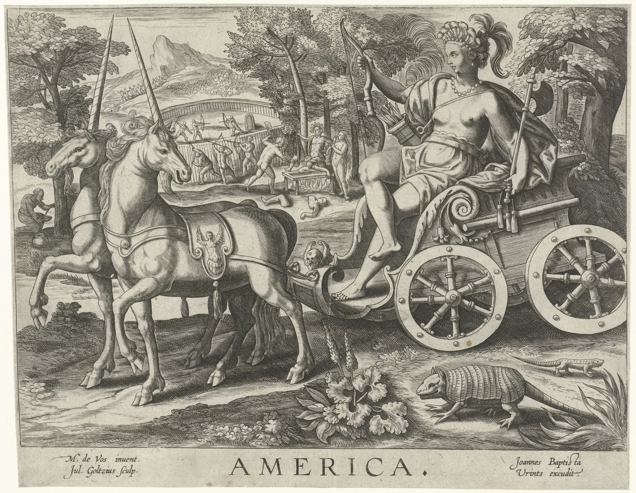 Amerika Amerika (název na objektu) Čtyři kontinenty (název série) od Julius Goltzius