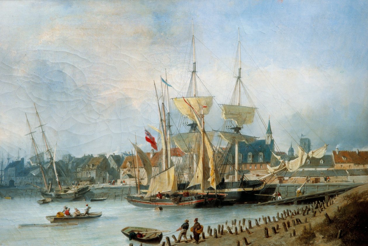 Obraz Vstup do přístavu Dieppe od Julese Hintze (1805-1862) od Julius Hintz