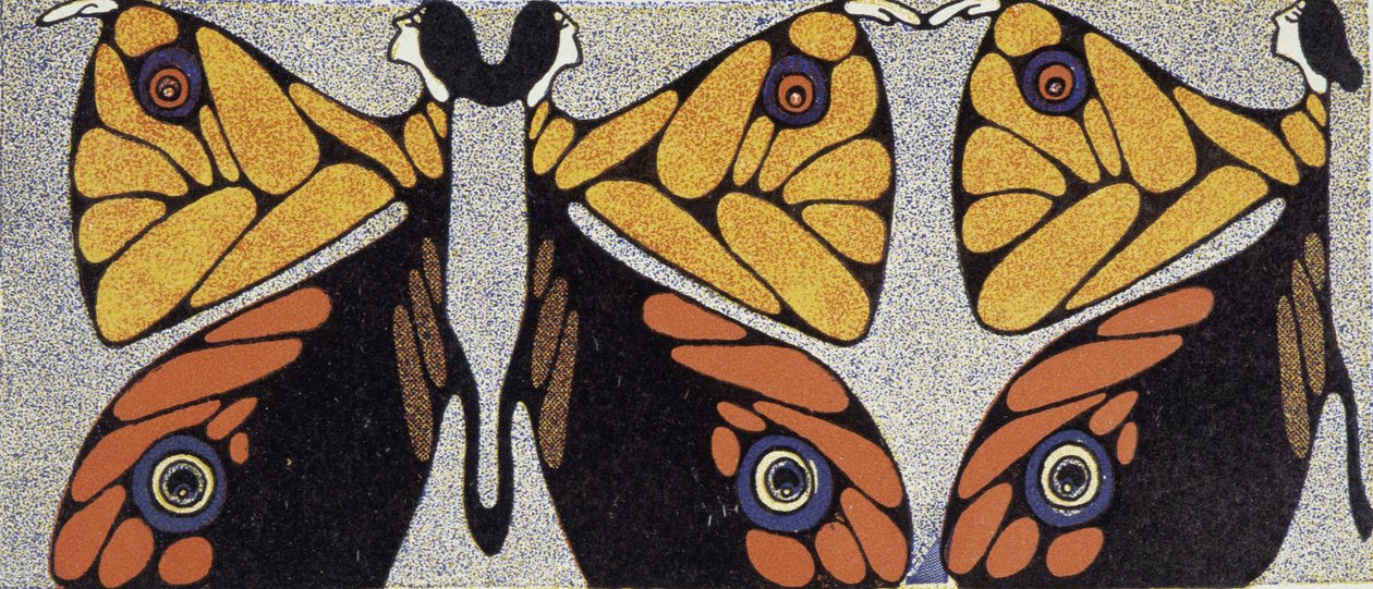 Motýlí žena (optická iluze) - stylizovaná kresba od Klingera v „The Woman in Modern Decoration“, v.1920 od Julius Klinger