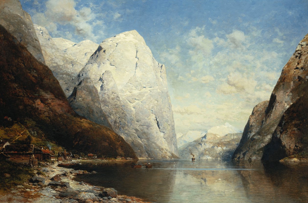Norský fjord, 1891 od Julius Rose