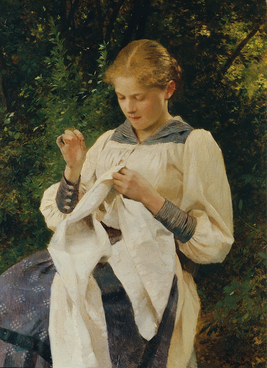 Dívka s vyšíváním (Marianne von Scheibenhof-Goriany) od Julius Schmid
