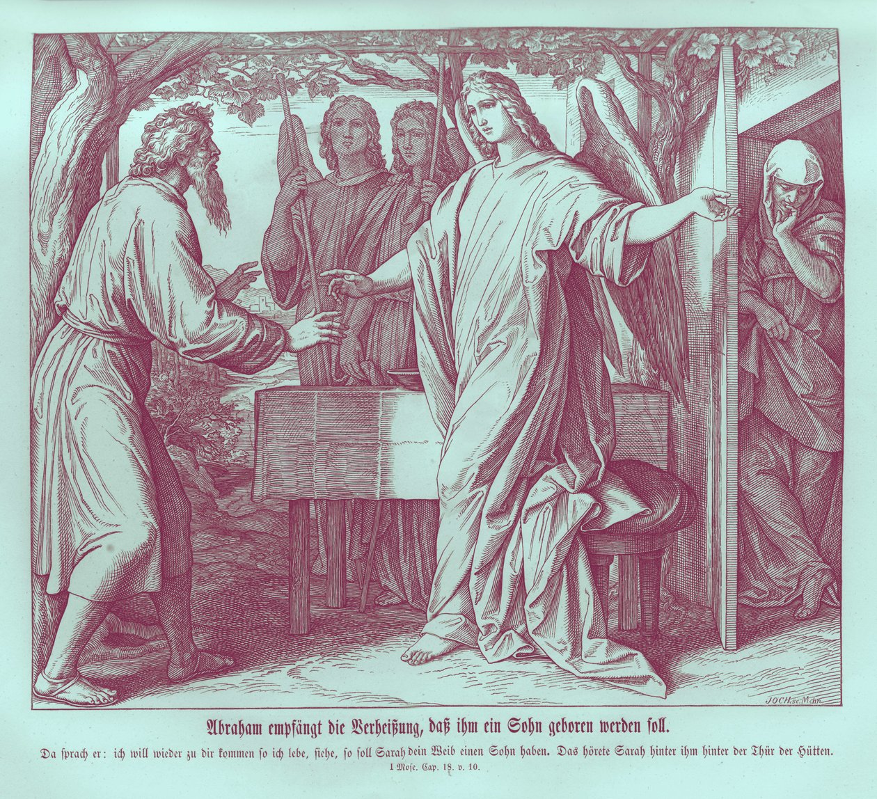 Abraham se doslechl, že Sára porodí syna, Genesis od Julius Schnorr von Carolsfeld