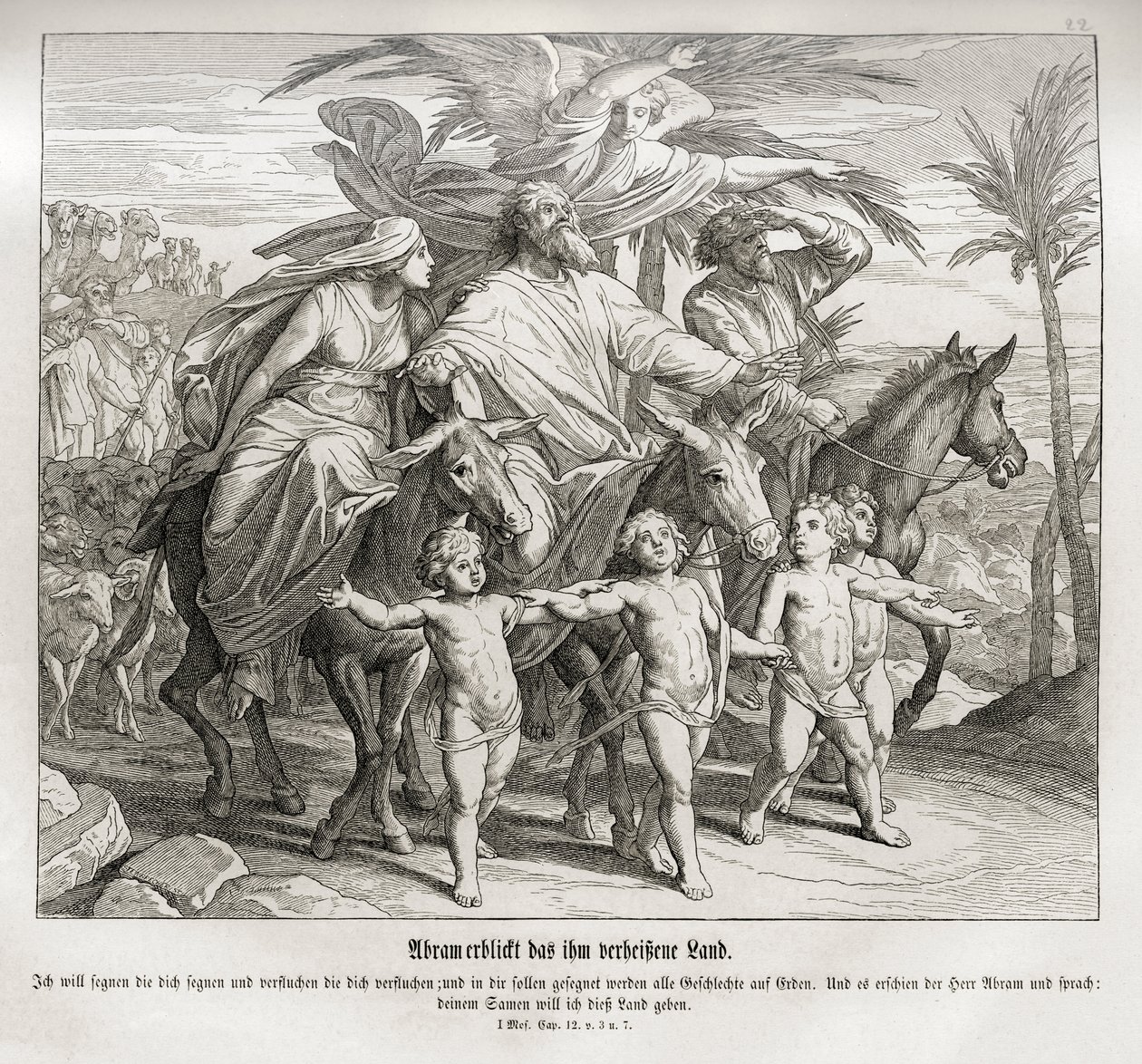 Abraham vidí zemi, která mu byla zaslíbena, Genesis od Julius Schnorr von Carolsfeld