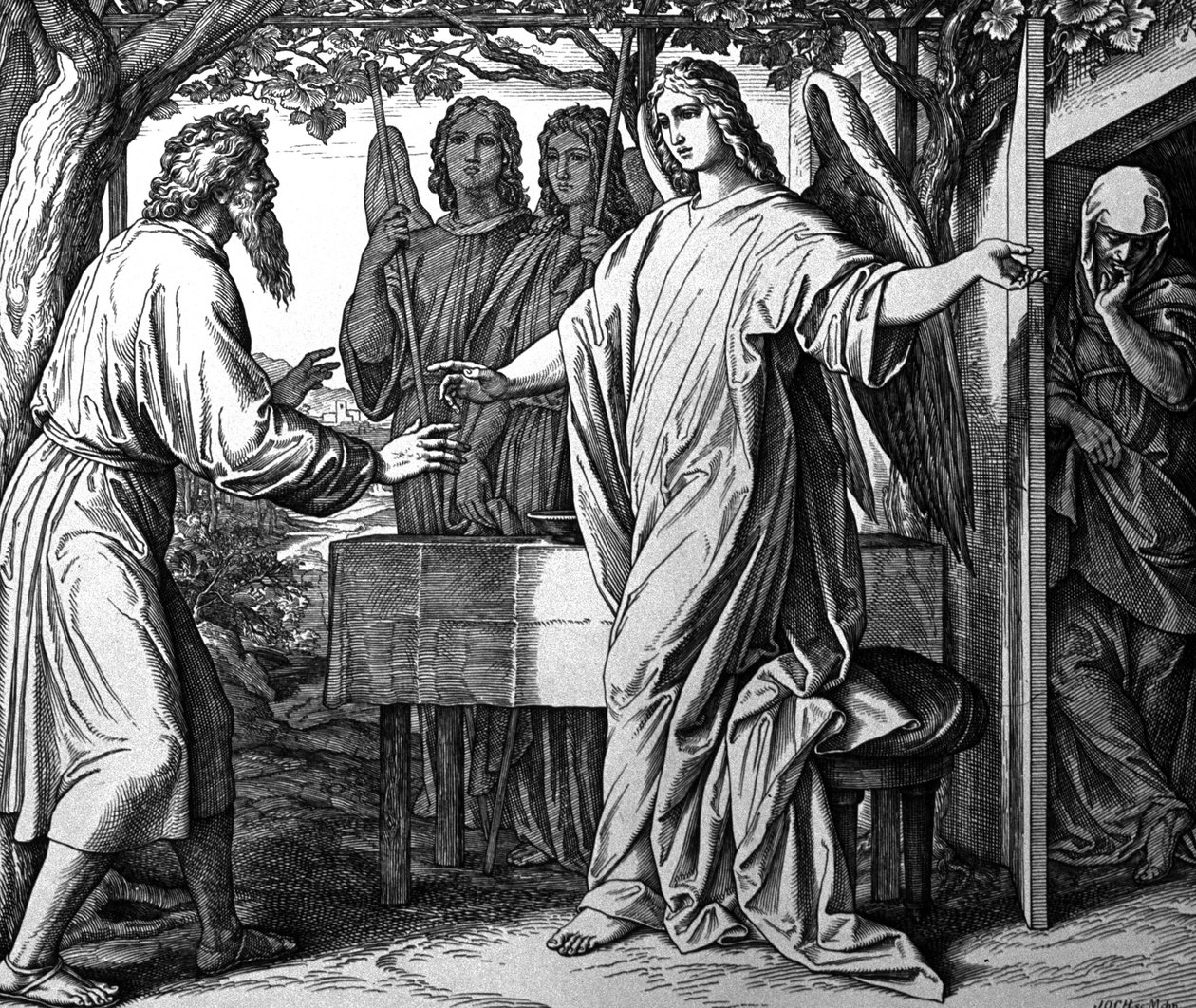 Enkelit ilmoittavat Aabrahamille Iisakin syntymästä od Julius Schnorr von Carolsfeld