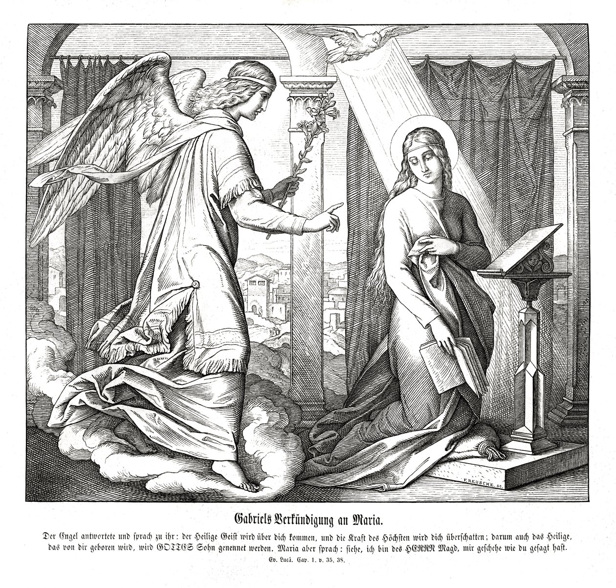 Zvěstování, Lukášovo evangelium od Julius Schnorr von Carolsfeld