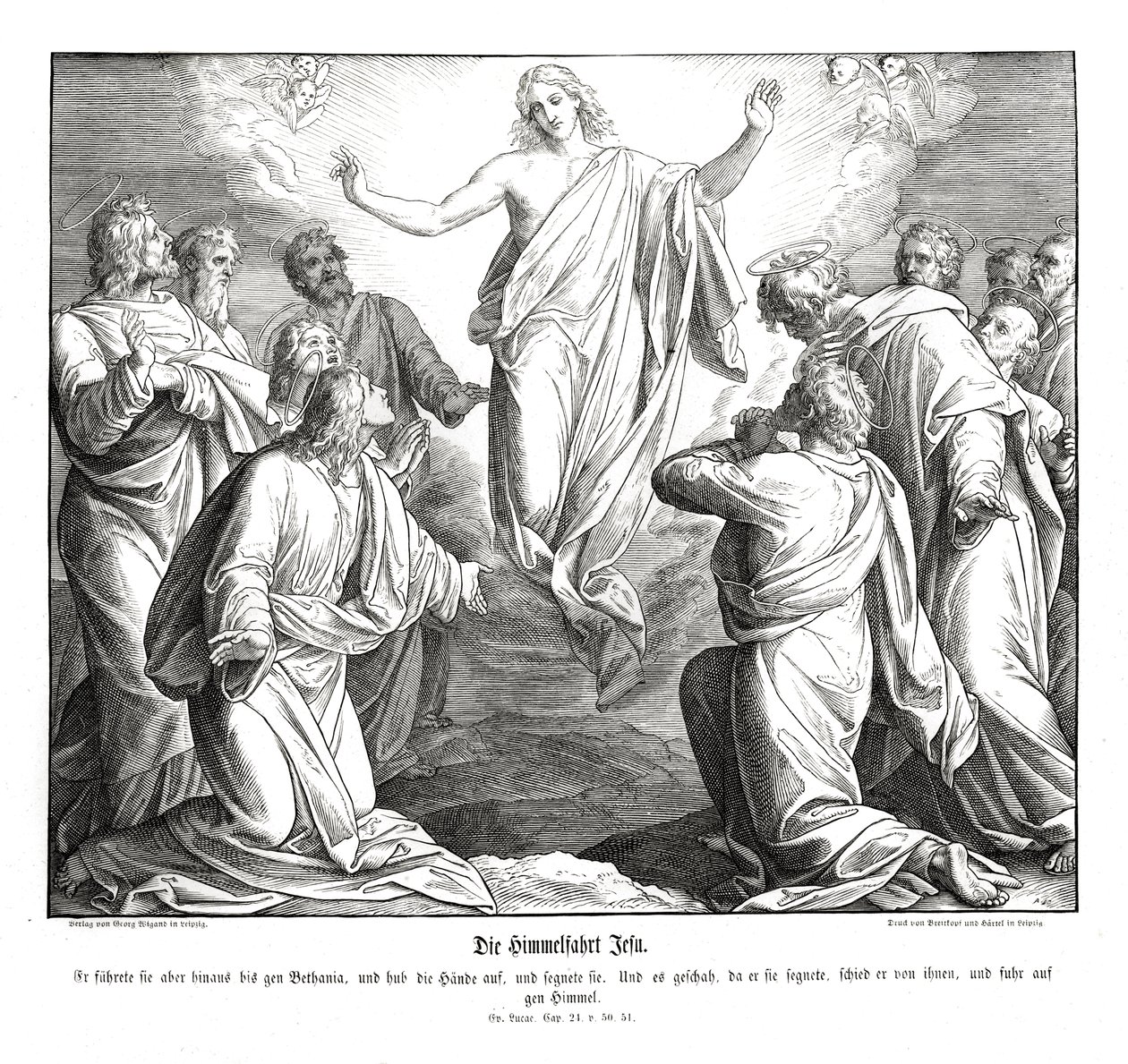 Nanebevstoupení Krista, Lukášovo evangelium od Julius Schnorr von Carolsfeld