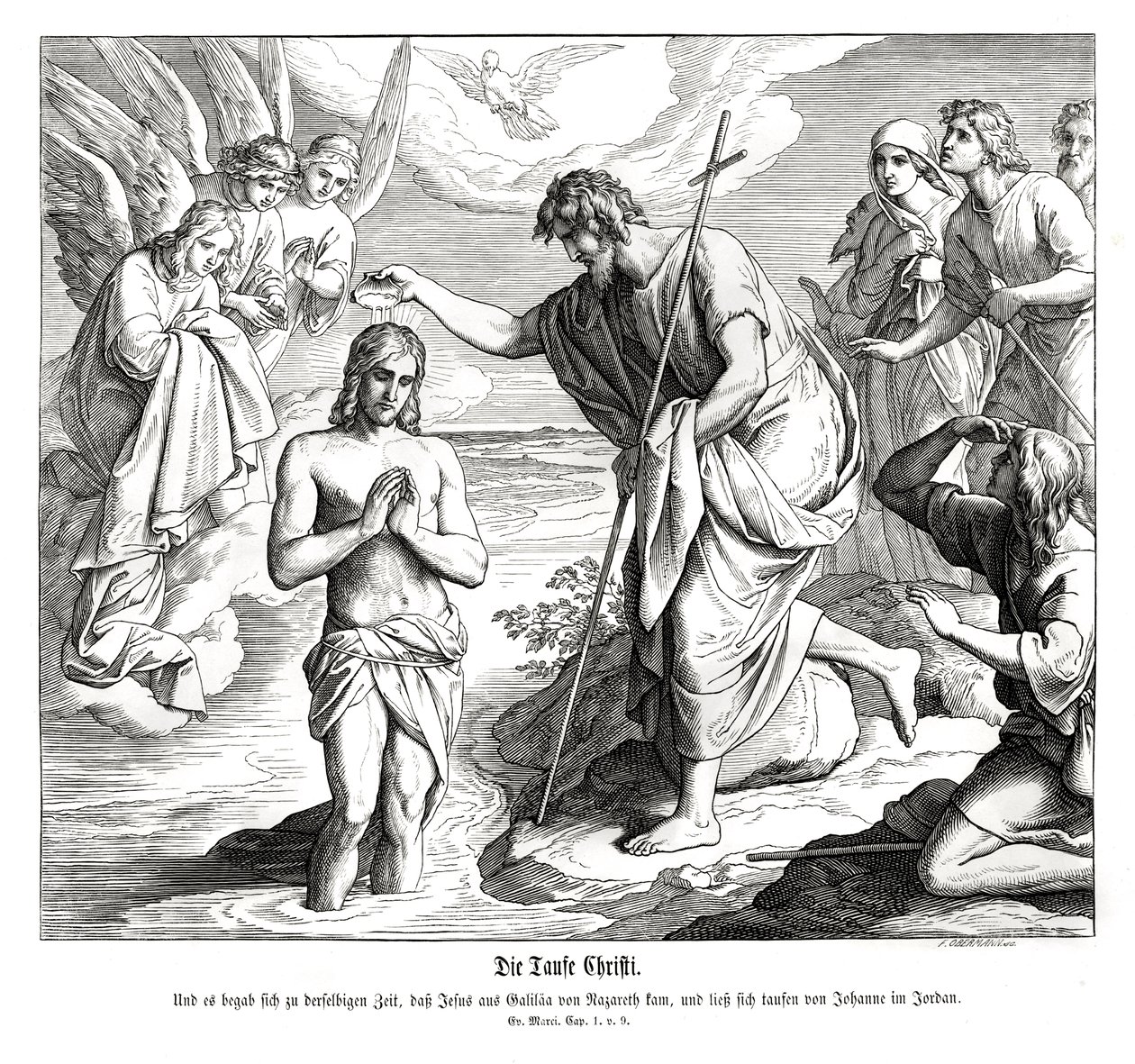 Křest Kristův, evangelium Markovo od Julius Schnorr von Carolsfeld