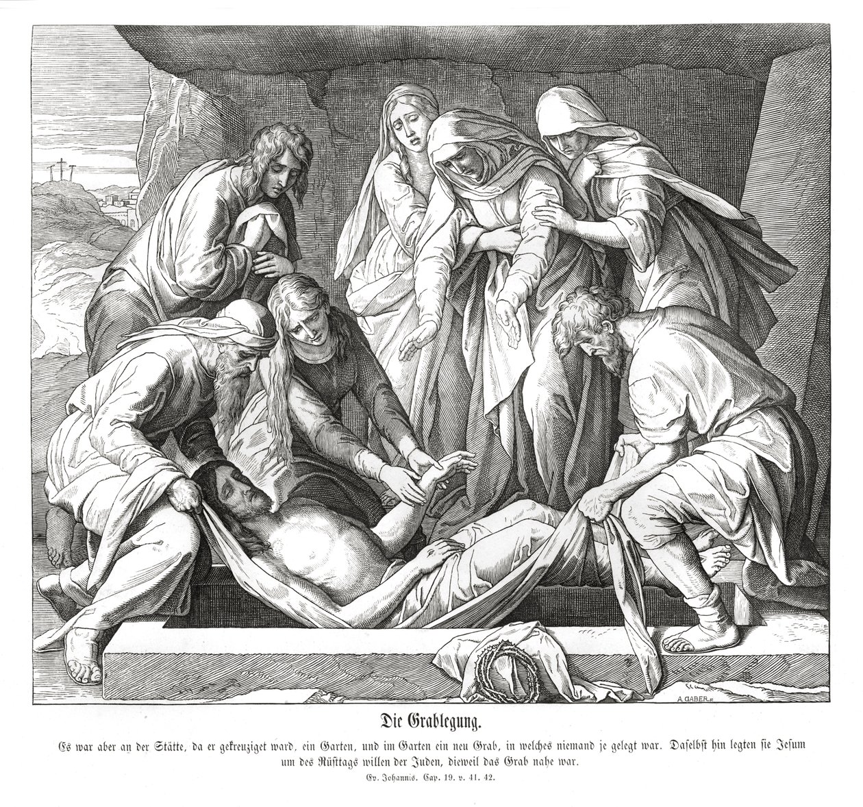 Pohřeb Ježíše, Janovo evangelium od Julius Schnorr von Carolsfeld