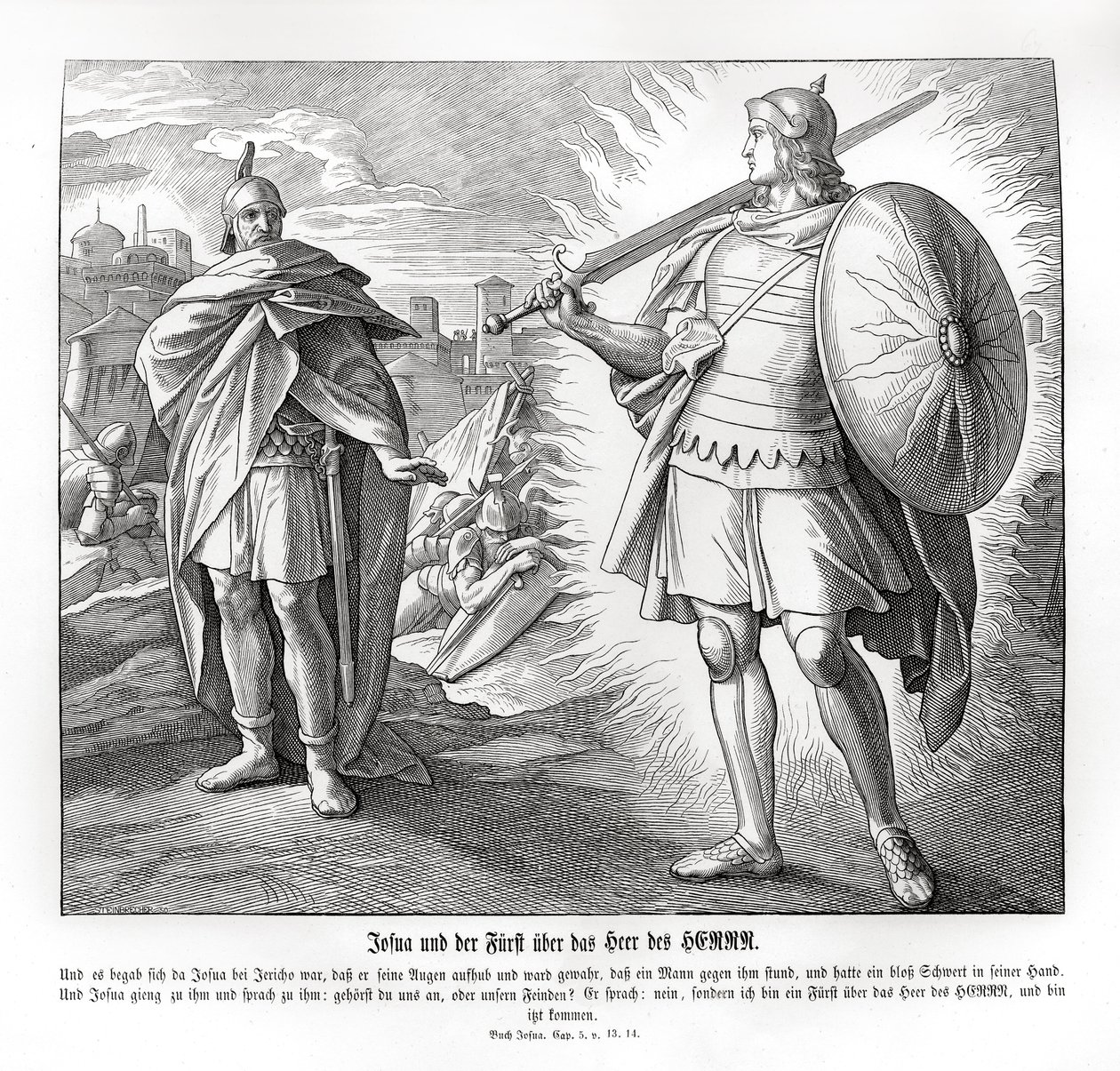 Kapitán Hospodinova zástupu mimo Jericho, Joshua od Julius Schnorr von Carolsfeld