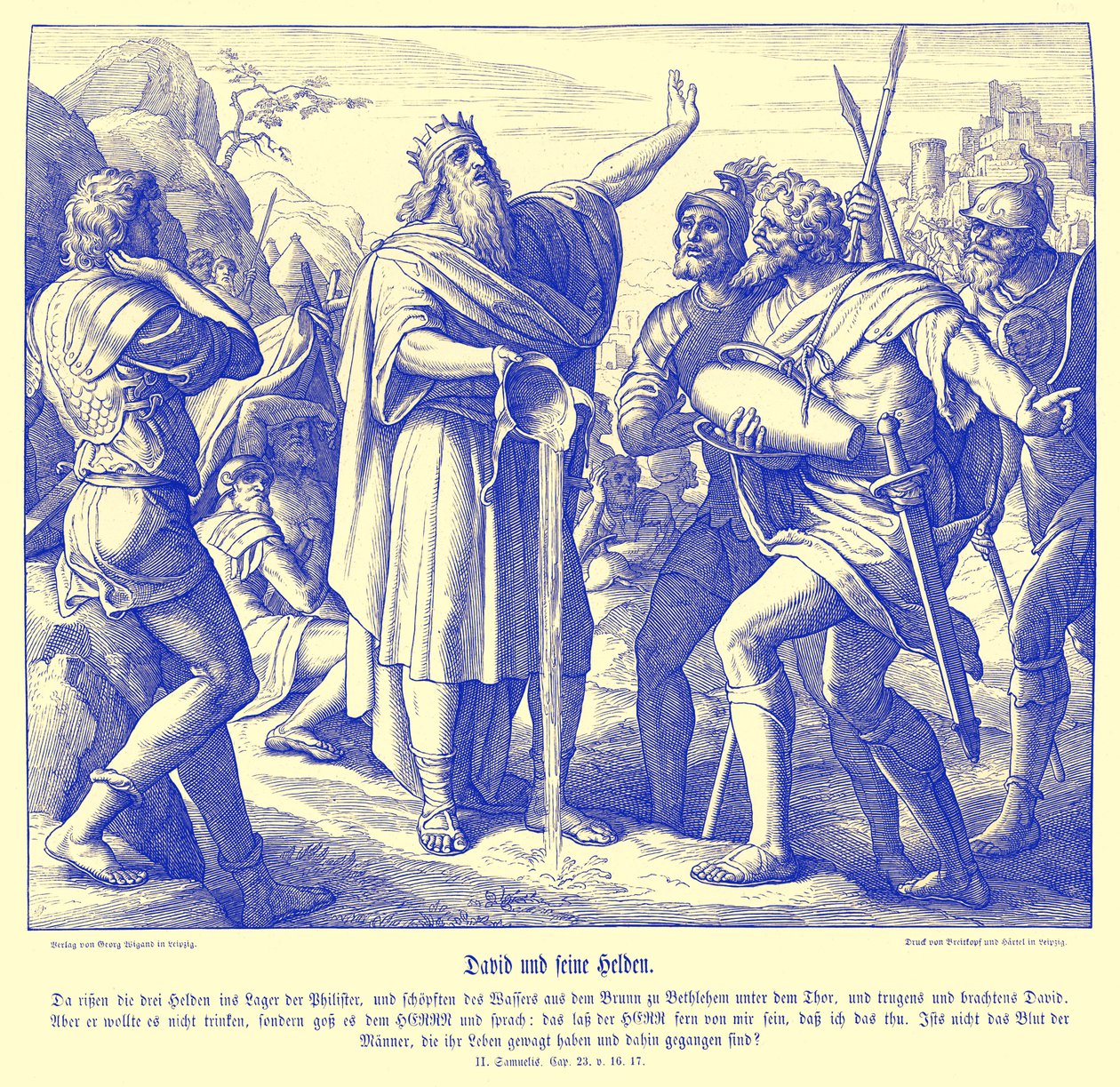David a tři mocní muži, 2. Samuelova od Julius Schnorr von Carolsfeld