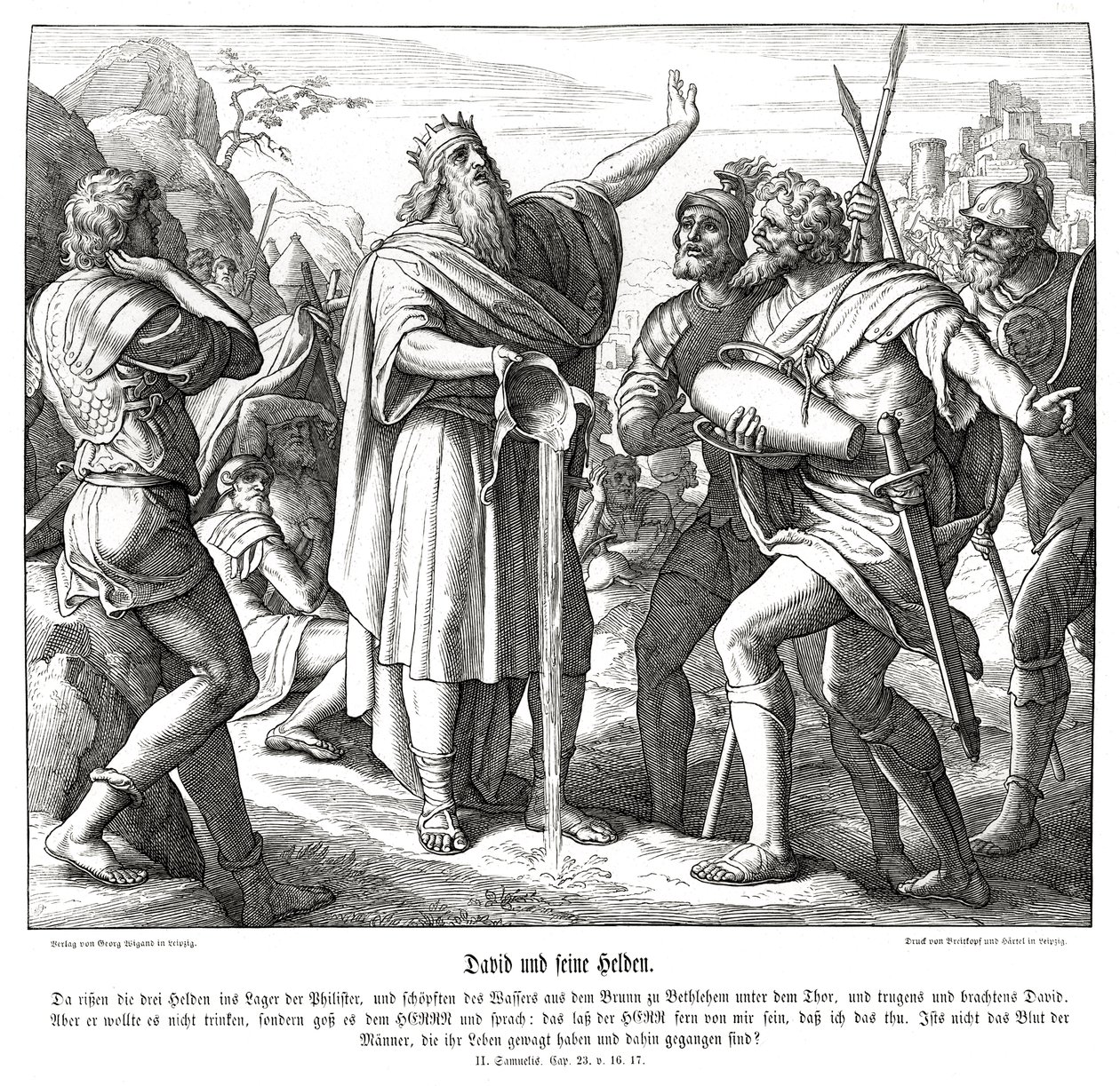 David a tři mocní muži, 2. Samuelova od Julius Schnorr von Carolsfeld