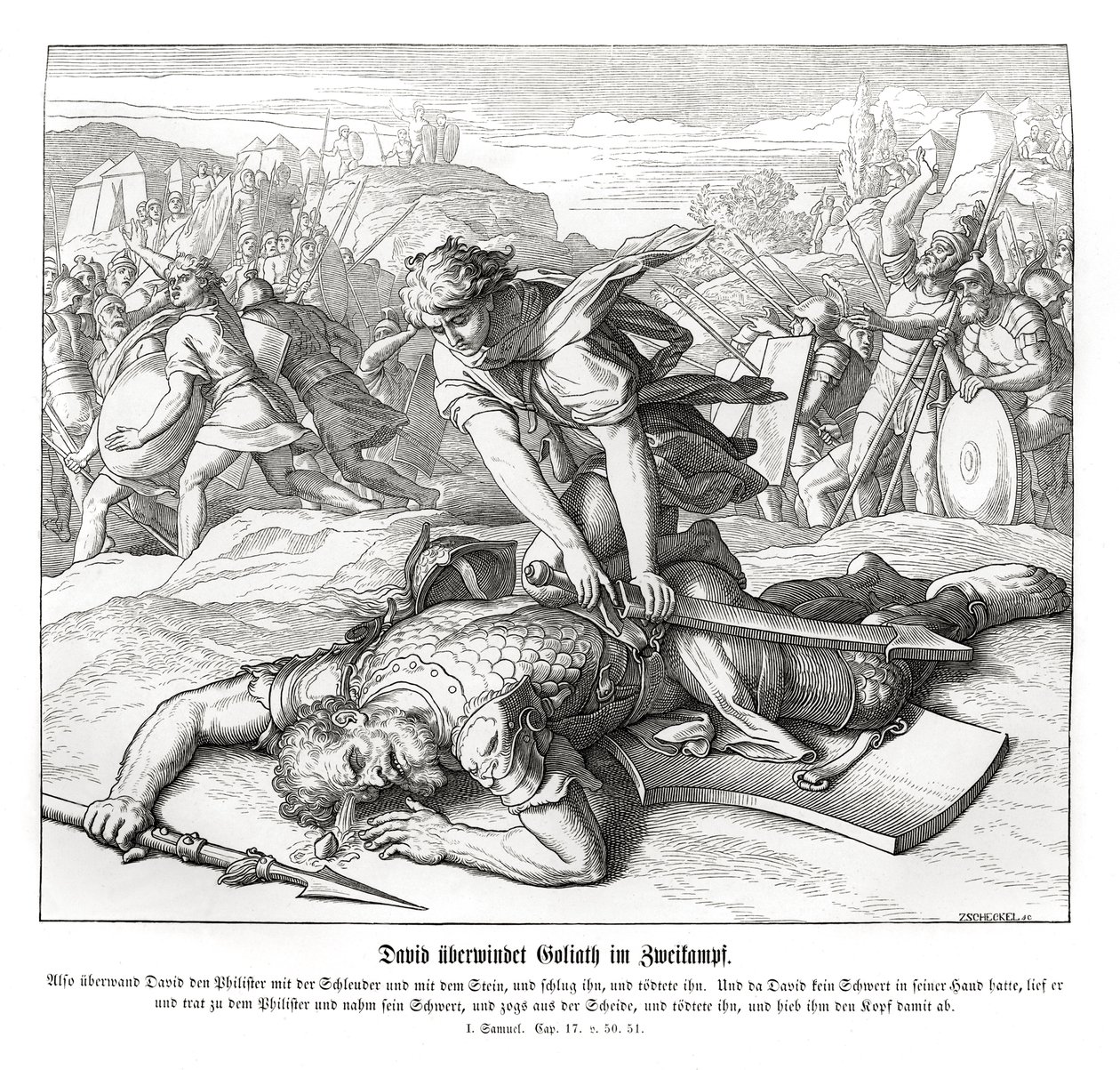 David porazí Goliáše od Julius Schnorr von Carolsfeld